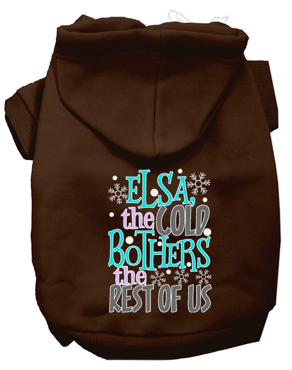 Elsa, the Cold Screen Print Dog Hoodie Brown XS